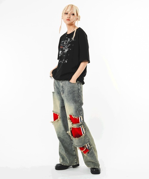 SHORT ROUND(ショートラウンド)の「SHORT ROUND/【26年春夏新作】ジャージレイヤードダメージデニムパンツ(デニムパンツ・メンズ・コバルトブルー・MEDIUM/LARGE)」の22枚目の写真