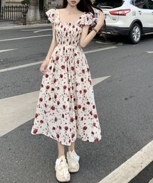 フラワープリント キャミソール ワンピース