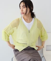 Vネックメッシュカーディガン