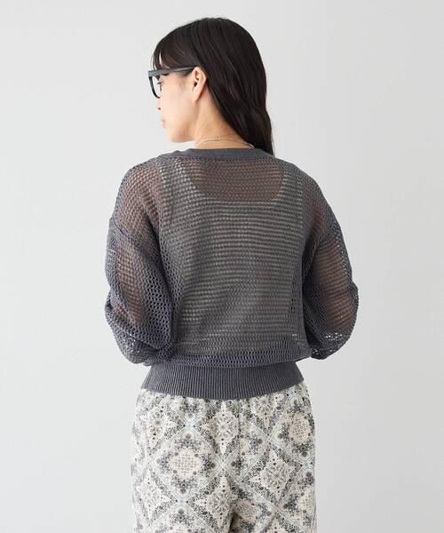 CRAFT STANDARD BOUTIQUE(クラフトスタンダードブティック)の「Vネックメッシュカーディガン(カーディガン/ボレロ・レディース・ダークグレー/グレー系その他/ライトイエロー・FREE)」の19枚目の写真