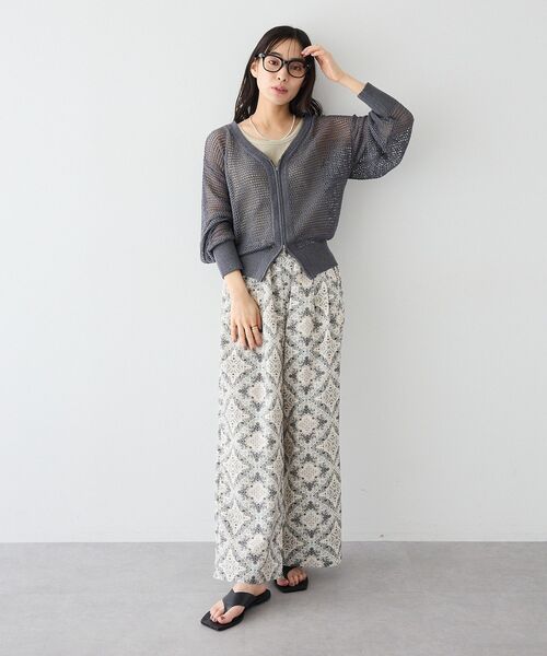 CRAFT STANDARD BOUTIQUE(クラフトスタンダードブティック)の「Vネックメッシュカーディガン(カーディガン/ボレロ・レディース・ダークグレー/グレー系その他/ライトイエロー・FREE)」の20枚目の写真