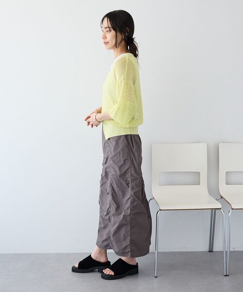 CRAFT STANDARD BOUTIQUE(クラフトスタンダードブティック)の「Vネックメッシュカーディガン(カーディガン/ボレロ・レディース・ダークグレー/グレー系その他/ライトイエロー・FREE)」の12枚目の写真