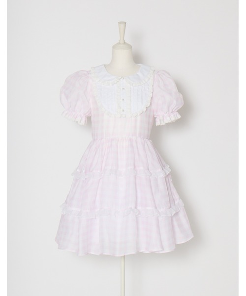 mellfy memory(メルフィーメモリー)の「Milky gingham puff onepiece(ワンピース・レディース・ブルー/ピンク・S/M)」の7枚目の写真