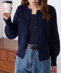 【至福のカヌレニット】ミニケーブルボリュームスリーブカーディガン