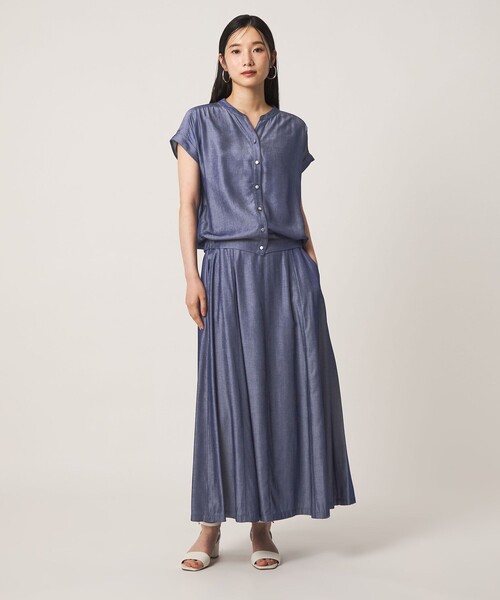A DAY IN THE LIFE UNITED ARROWS(アデイインザライフユナイテッドアローズ)の「シャンブレー スキッパーブラウス ‐セットアップ対応‐ <A DAY IN THE LIFE>(シャツ/ブラウス・レディース・ダークグレー/オリーブ/ロイヤルブルー・FREE)」の5枚目の写真