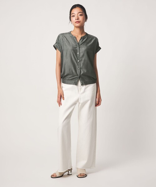 A DAY IN THE LIFE UNITED ARROWS(アデイインザライフユナイテッドアローズ)の「シャンブレー スキッパーブラウス ‐セットアップ対応‐ <A DAY IN THE LIFE>(シャツ/ブラウス・レディース・ダークグレー/オリーブ/ロイヤルブルー・FREE)」の8枚目の写真