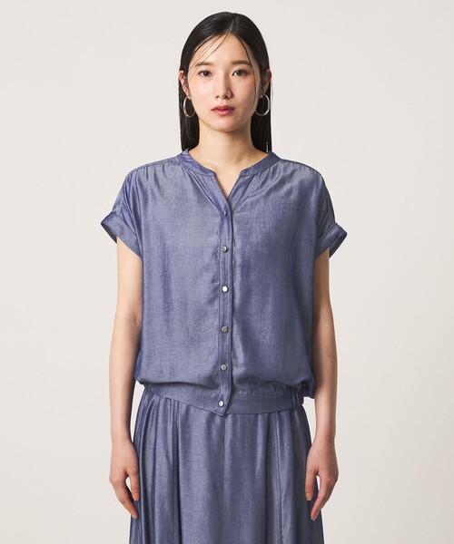 A DAY IN THE LIFE UNITED ARROWS(アデイインザライフユナイテッドアローズ)の「シャンブレー スキッパーブラウス ‐セットアップ対応‐ <A DAY IN THE LIFE>(シャツ/ブラウス・レディース・ダークグレー/オリーブ/ロイヤルブルー・FREE)」の9枚目の写真