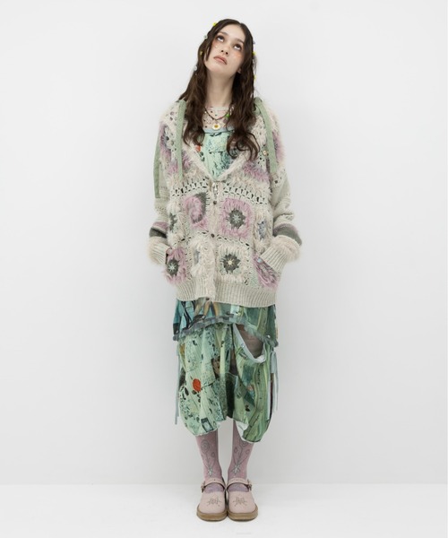 rurumu:(ルルムウ)の「rurumu:/ルルムウ/Daisy granny square cardigan(カーディガン/ボレロ・レディース・アイボリー/ボルドー/グレー系その他・F)」の6枚目の写真