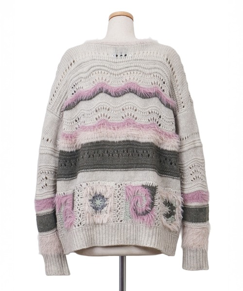 rurumu:(ルルムウ)の「rurumu:/ルルムウ/Daisy granny square cardigan(カーディガン/ボレロ・レディース・アイボリー/ボルドー/グレー系その他・F)」の8枚目の写真