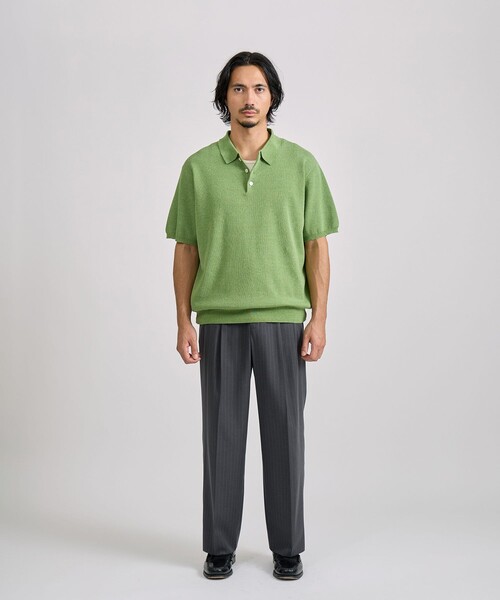 Saturdays NYC(サタデーズ ニューヨークシティ )の「Jahmad Linen Knit Polo(ポロシャツ・メンズ・ブラック系その他/ミント/ネイビー・M/L/S)」の12枚目の写真