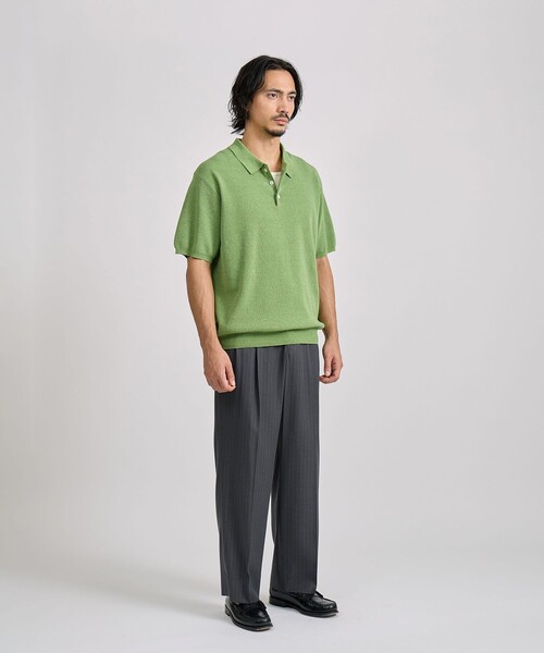 Saturdays NYC(サタデーズ ニューヨークシティ )の「Jahmad Linen Knit Polo(ポロシャツ・メンズ・ブラック系その他/ミント/ネイビー・M/L/S)」の13枚目の写真
