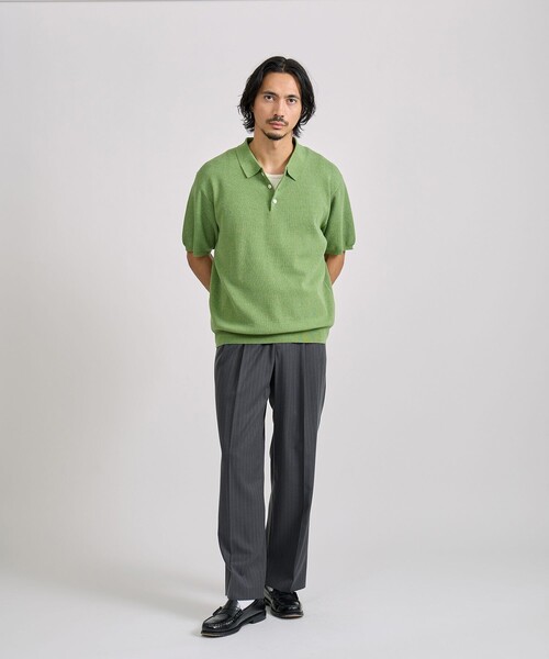 Saturdays NYC(サタデーズ ニューヨークシティ )の「Jahmad Linen Knit Polo(ポロシャツ・メンズ・ブラック系その他/ミント/ネイビー・M/L/S)」の9枚目の写真