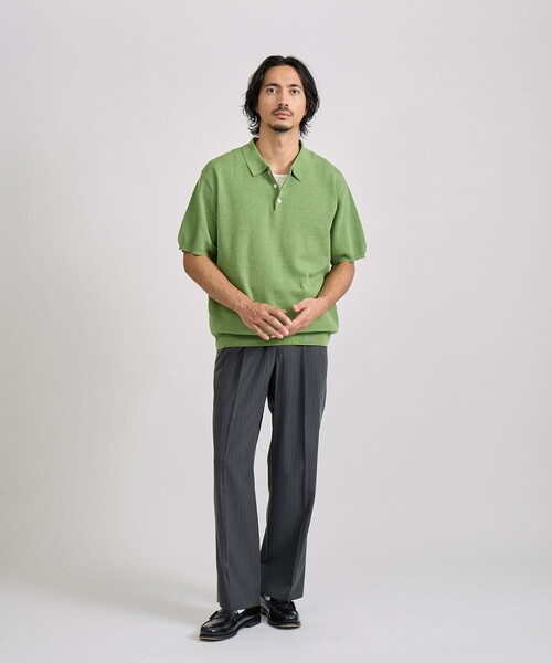 Saturdays NYC(サタデーズ ニューヨークシティ )の「Jahmad Linen Knit Polo(ポロシャツ・メンズ・ブラック系その他/ミント/ネイビー・M/L/S)」の10枚目の写真