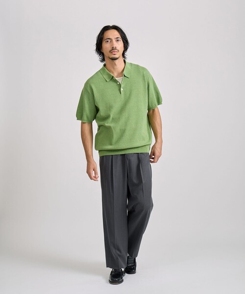 Saturdays NYC(サタデーズ ニューヨークシティ )の「Jahmad Linen Knit Polo(ポロシャツ・メンズ・ブラック系その他/ミント/ネイビー・M/L/S)」の4枚目の写真