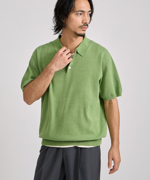 Saturdays NYC(サタデーズ ニューヨークシティ )の「Jahmad Linen Knit Polo(ポロシャツ・メンズ・ブラック系その他/ミント/ネイビー・M/L/S)」の18枚目の写真
