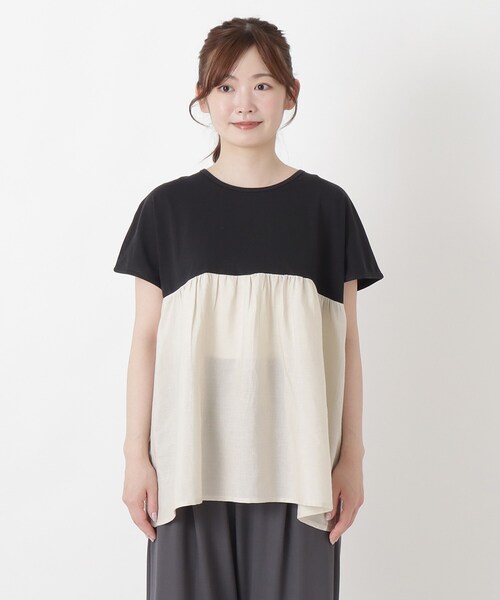 one'sterrace（ワンズテラス）の「異素材 ドッキングプルオーバー（Tシャツ/カットソー・レディース・その他/ネイビー系5/ホワイト系9/ブラック系8・02）」の19枚目の写真