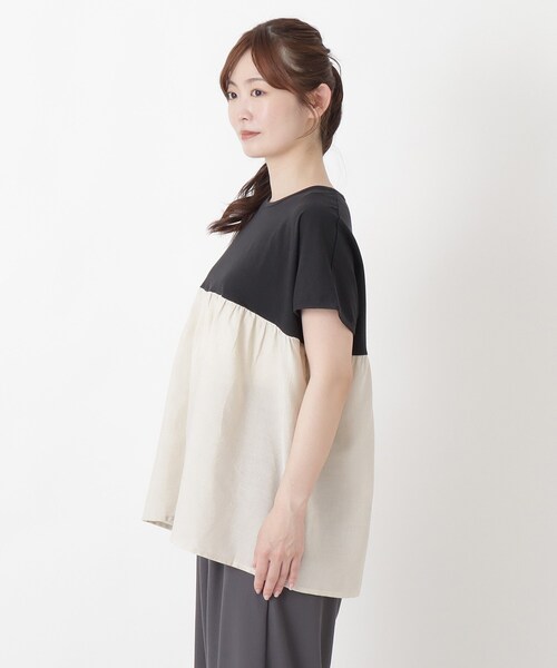 one'sterrace（ワンズテラス）の「異素材 ドッキングプルオーバー（Tシャツ/カットソー・レディース・その他/ネイビー系5/ホワイト系9/ブラック系8・02）」の18枚目の写真