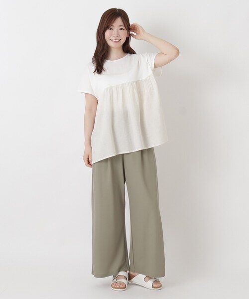 one'sterrace（ワンズテラス）の「異素材 ドッキングプルオーバー（Tシャツ/カットソー・レディース・その他/ネイビー系5/ホワイト系9/ブラック系8・02）」の11枚目の写真