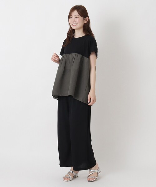 one'sterrace（ワンズテラス）の「異素材 ドッキングプルオーバー（Tシャツ/カットソー・レディース・その他/ネイビー系5/ホワイト系9/ブラック系8・02）」の9枚目の写真