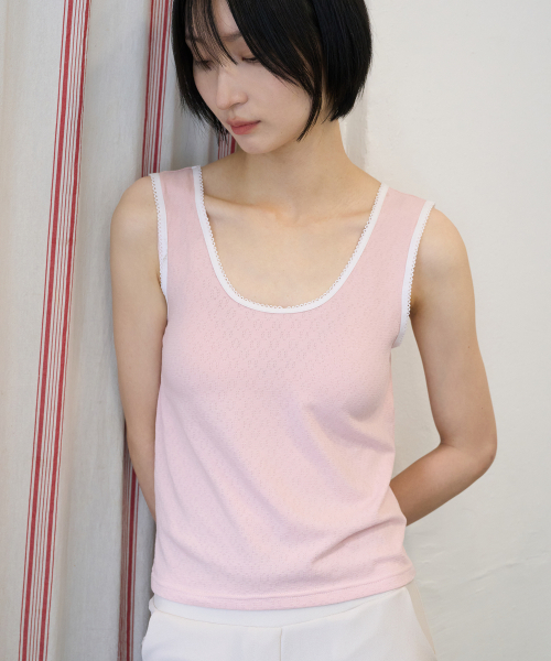 JULIAPEPE(ジュリアペペ)の「Lace Point Sleeveless Pink(Tシャツ/カットソー・レディース・その他・FREE)」の1枚目の写真