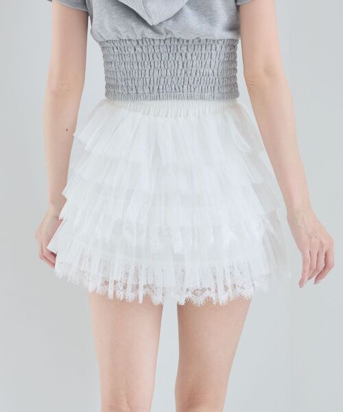 MAJESTIC LEGON(マジェスティックレゴン)の「チュールレースフリルミニスカパン(スカート・レディース・アイボリー/オフホワイト/ブラック・MEDIUM)」の9枚目の写真