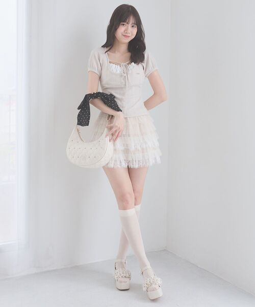 MAJESTIC LEGON(マジェスティックレゴン)の「チュールレースフリルミニスカパン(スカート・レディース・アイボリー/オフホワイト/ブラック・MEDIUM)」の17枚目の写真