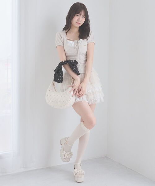MAJESTIC LEGON(マジェスティックレゴン)の「チュールレースフリルミニスカパン(スカート・レディース・アイボリー/オフホワイト/ブラック・MEDIUM)」の18枚目の写真