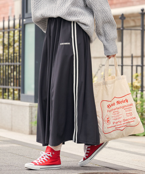 CONVERSE(コンバース)の「CONVERSE / コンバース ストレッチ サイドライン ゴアードスカート(スカート・レディース・ネイビー/ブラック・M)」の1枚目の写真