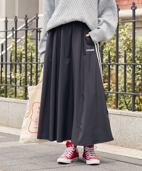 CONVERSE(コンバース)の「CONVERSE / コンバース ストレッチ サイドライン ゴアードスカート(スカート・レディース・ネイビー/ブラック・M)」の3枚目の写真