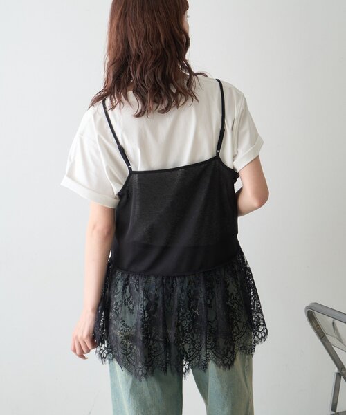 CIAOPANIC TYPY(チャオパニックティピー)の「【前後2WAY】裾レースドッキングシアーキャミチュニック(キャミソール・レディース・ホワイト/ブラック・ONE SIZE)」の13枚目の写真