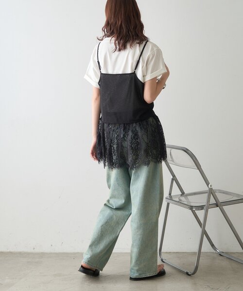 CIAOPANIC TYPY(チャオパニックティピー)の「【前後2WAY】裾レースドッキングシアーキャミチュニック(キャミソール・レディース・ホワイト/ブラック・ONE SIZE)」の16枚目の写真