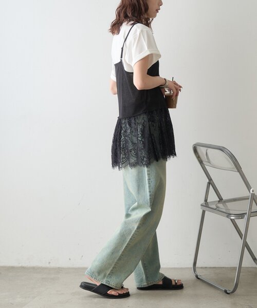 CIAOPANIC TYPY(チャオパニックティピー)の「【前後2WAY】裾レースドッキングシアーキャミチュニック(キャミソール・レディース・ホワイト/ブラック・ONE SIZE)」の17枚目の写真