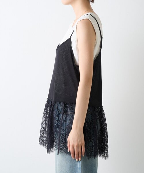 CIAOPANIC TYPY(チャオパニックティピー)の「【前後2WAY】裾レースドッキングシアーキャミチュニック(キャミソール・レディース・ホワイト/ブラック・ONE SIZE)」の20枚目の写真