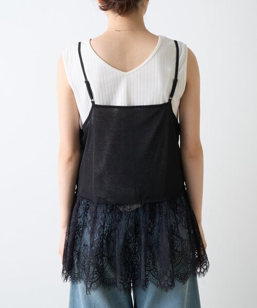 CIAOPANIC TYPY(チャオパニックティピー)の「【前後2WAY】裾レースドッキングシアーキャミチュニック(キャミソール・レディース・ホワイト/ブラック・ONE SIZE)」の21枚目の写真