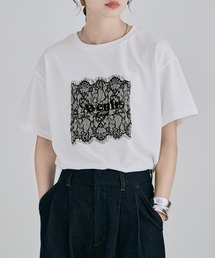 UVカット&接触冷感 レースロゴ刺繍Tシャツ