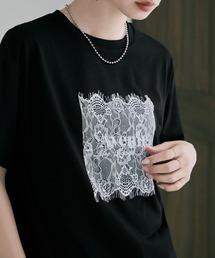 UVカット&接触冷感 レースロゴ刺繍Tシャツ
