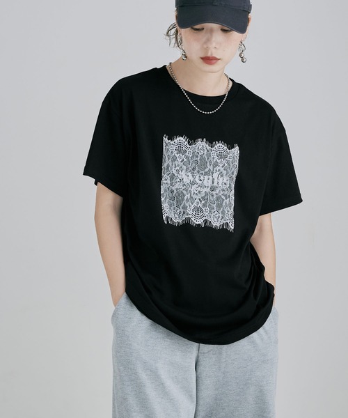 etoll.(エトル)の「UVカット&接触冷感 レースロゴ刺繍Tシャツ(Tシャツ/カットソー・レディース・オフホワイト/ブラック・FREE)」の18枚目の写真