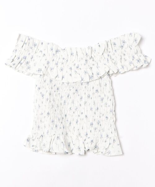 ViViDAY(ビビデー)の「花柄ワンショルダーギャザーショートトップス(Tシャツ/カットソー・レディース・ホワイト・M)」の9枚目の写真