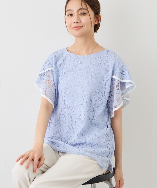 Jayro(ジャイロ)の「フレアースリーブレースブラウス(シャツ/ブラウス・レディース・ブラック/ホワイト系その他/サックスブルー・M)」の20枚目の写真