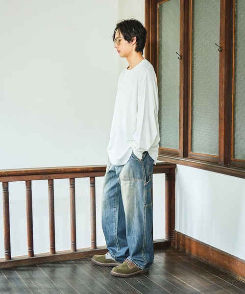 niko and...(ニコアンド)の「USAコットンワッフルヘンリーTシャツ(Tシャツ/カットソー・メンズ・オフホワイト/ベージュ/ブラック/グリーン・LARGE/MEDIUM)」の6枚目の写真