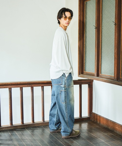 niko and...(ニコアンド)の「USAコットンワッフルヘンリーTシャツ(Tシャツ/カットソー・メンズ・オフホワイト/ベージュ/ブラック/グリーン・LARGE/MEDIUM)」の7枚目の写真