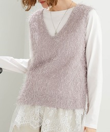 軽やかシャギーVネックベスト