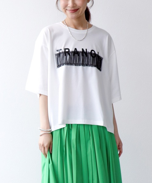 Jines(ジネス)の「【TRANOI】ワイドTシャツ(Tシャツ/カットソー・レディース・ホワイト・38)」の1枚目の写真