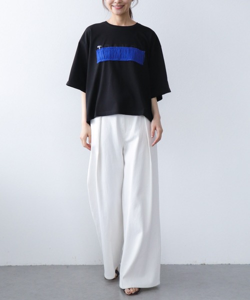 Jines(ジネス)の「【TRANOI】ワイドTシャツ(Tシャツ/カットソー・レディース・ホワイト・38)」の2枚目の写真