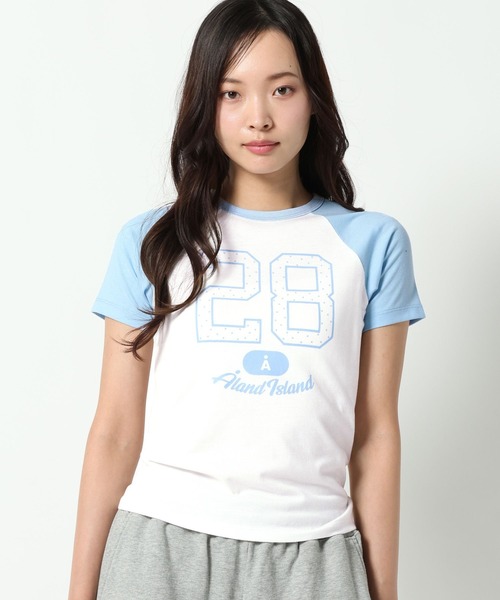 ALAND(エーランド)の「【UNISEX】ALAND/ラグランドットナンバー半袖T(Tシャツ/カットソー・レディース・ネイビー/ピンク/ブルー・SMALL/LARGE)」の2枚目の写真