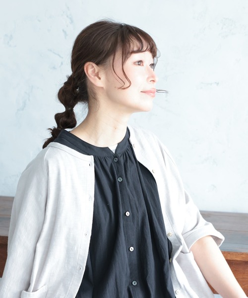 soulberry（ソウルベリー）の「羽織りのなかに着たい！ギャザーな袖なしワンピース（ワンピース・レディース・ブラック/パープル/オフホワイト・LL/3L/4L/5L/M/L）」の8枚目の写真