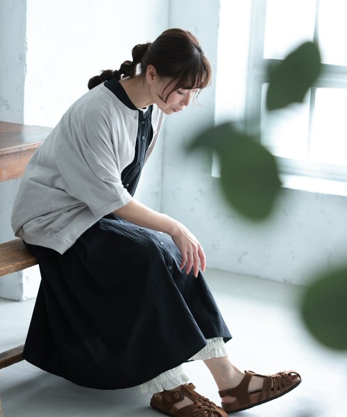 soulberry（ソウルベリー）の「羽織りのなかに着たい！ギャザーな袖なしワンピース（ワンピース・レディース・ブラック/パープル/オフホワイト・LL/3L/4L/5L/M/L）」の4枚目の写真