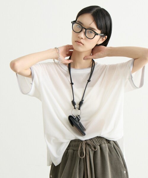 CIAOPANIC TYPY（チャオパニックティピー）の「ZOZO限定サイドスリットシアーレイヤードライクTee（Tシャツ/カットソー・レディース・ホワイト/ブラック/ミント/ピンク/グレー・ONE SIZE）」の21枚目の写真