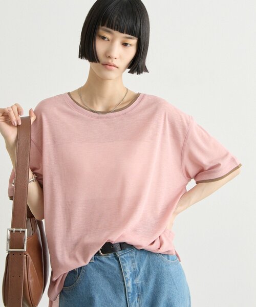 CIAOPANIC TYPY（チャオパニックティピー）の「ZOZO限定サイドスリットシアーレイヤードライクTee（Tシャツ/カットソー・レディース・ホワイト/ブラック/ミント/ピンク/グレー・ONE SIZE）」の15枚目の写真