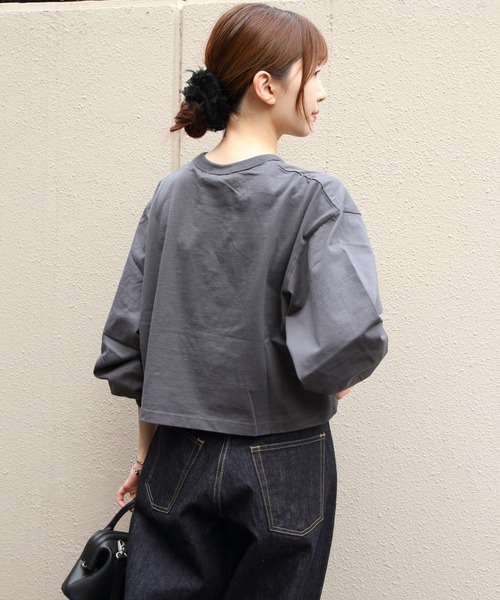 GYMPHLEX(ジムフレックス)の「Gymphlex/ジムフレックス パフスリーブクルーネックプルオーバー PUFF SLEEVE CREW NECK PULLOVER GY-C0481 CPJ(Tシャツ/カットソー・レディース・ナチュラル/チョコ/チャコールグレー・14)」の13枚目の写真